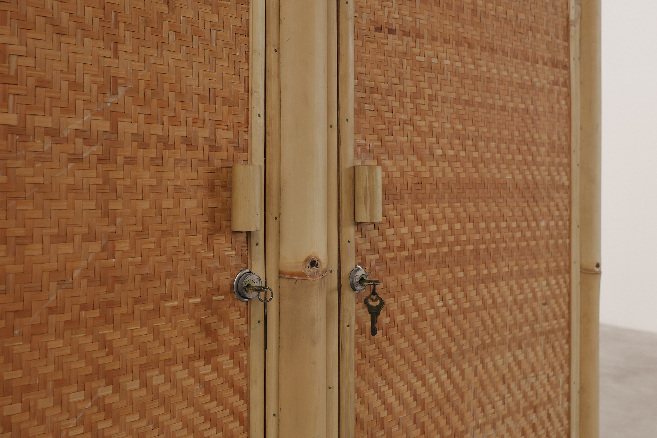 Pair of bamboo and rattan wardrobes, Italy ca. 1960thumbnail